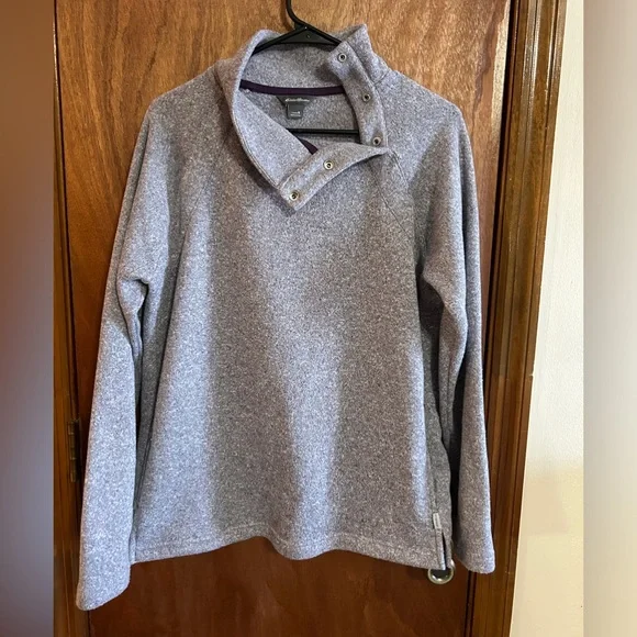 Women’s Eddie Bauer Three Snap on Button Mock Neck Sweater - Picture 1 of 7